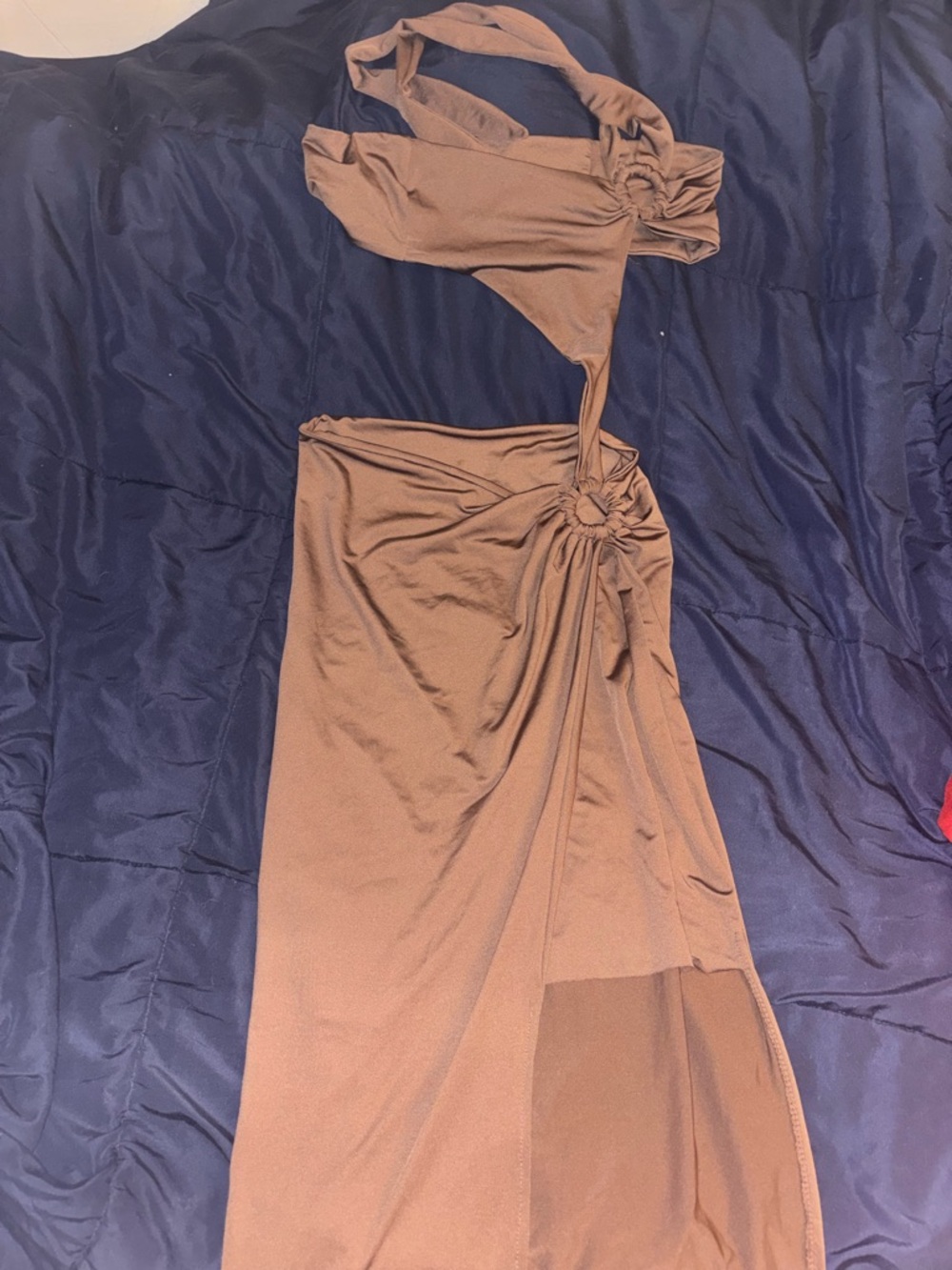 SHEIN Brown Asymmetrical One-Shoulder Cutout Dress